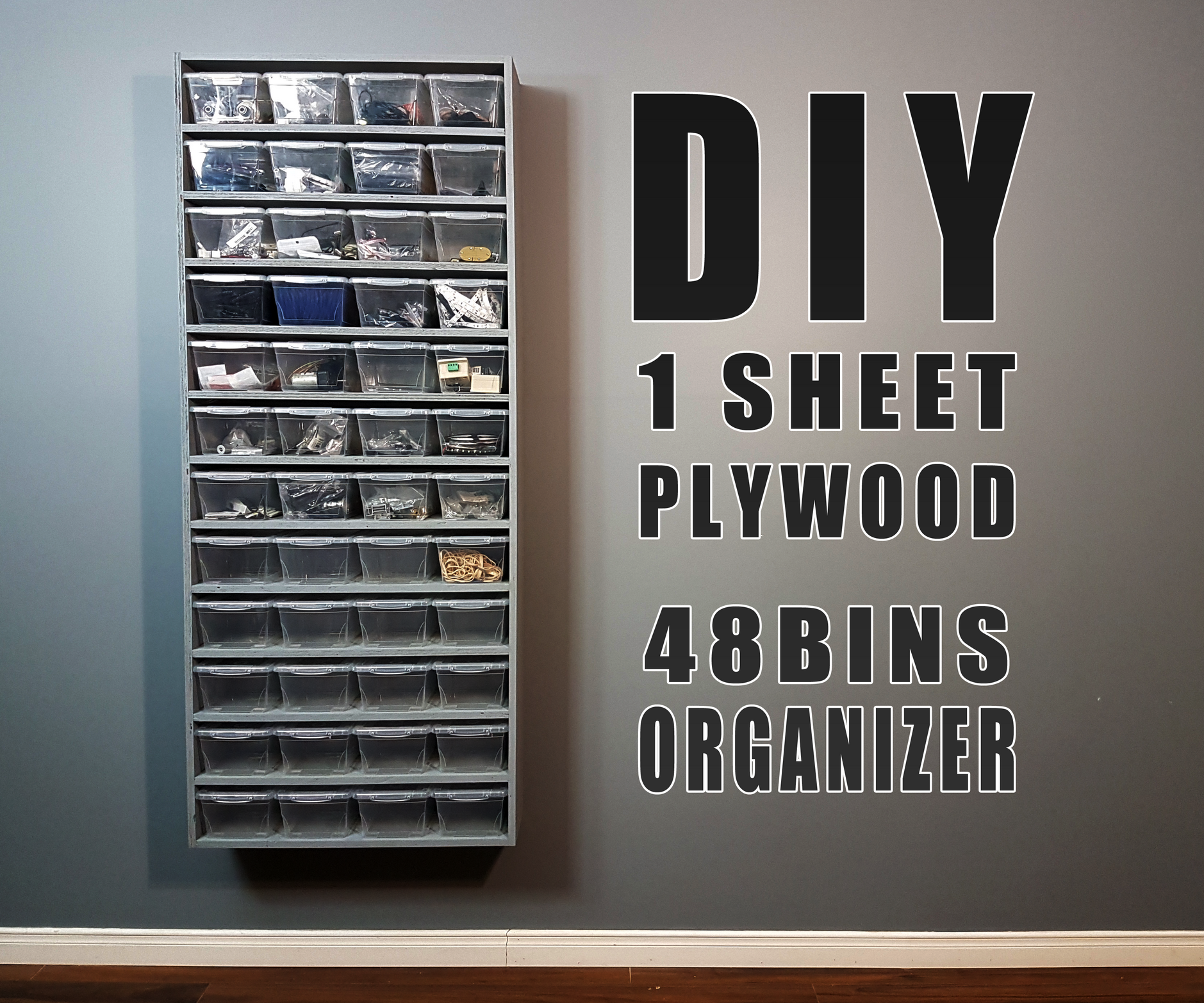 DIY Build - One Sheet Plywood - 48 Bins Organizer