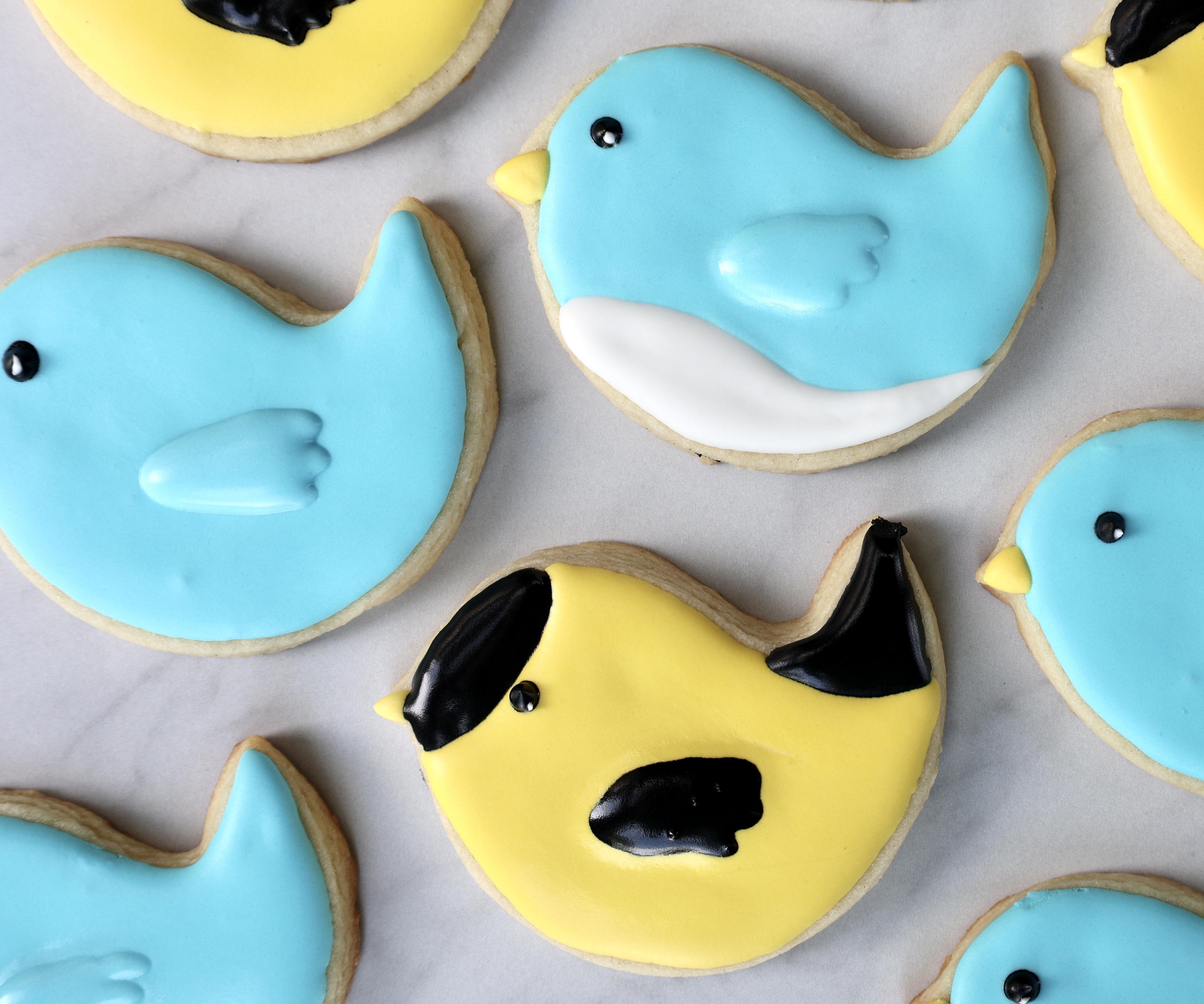Decorated Bluebird and Goldfinch Sugar Cookies