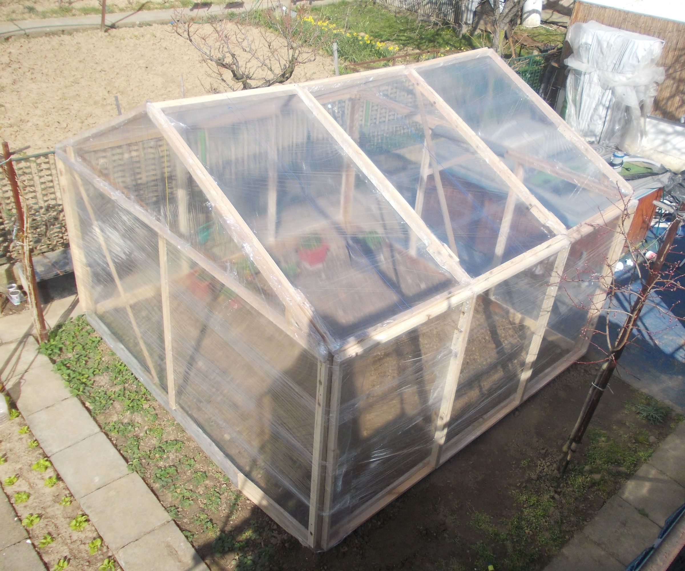 Stretch Film Greenhouse (Or Any Other House)
