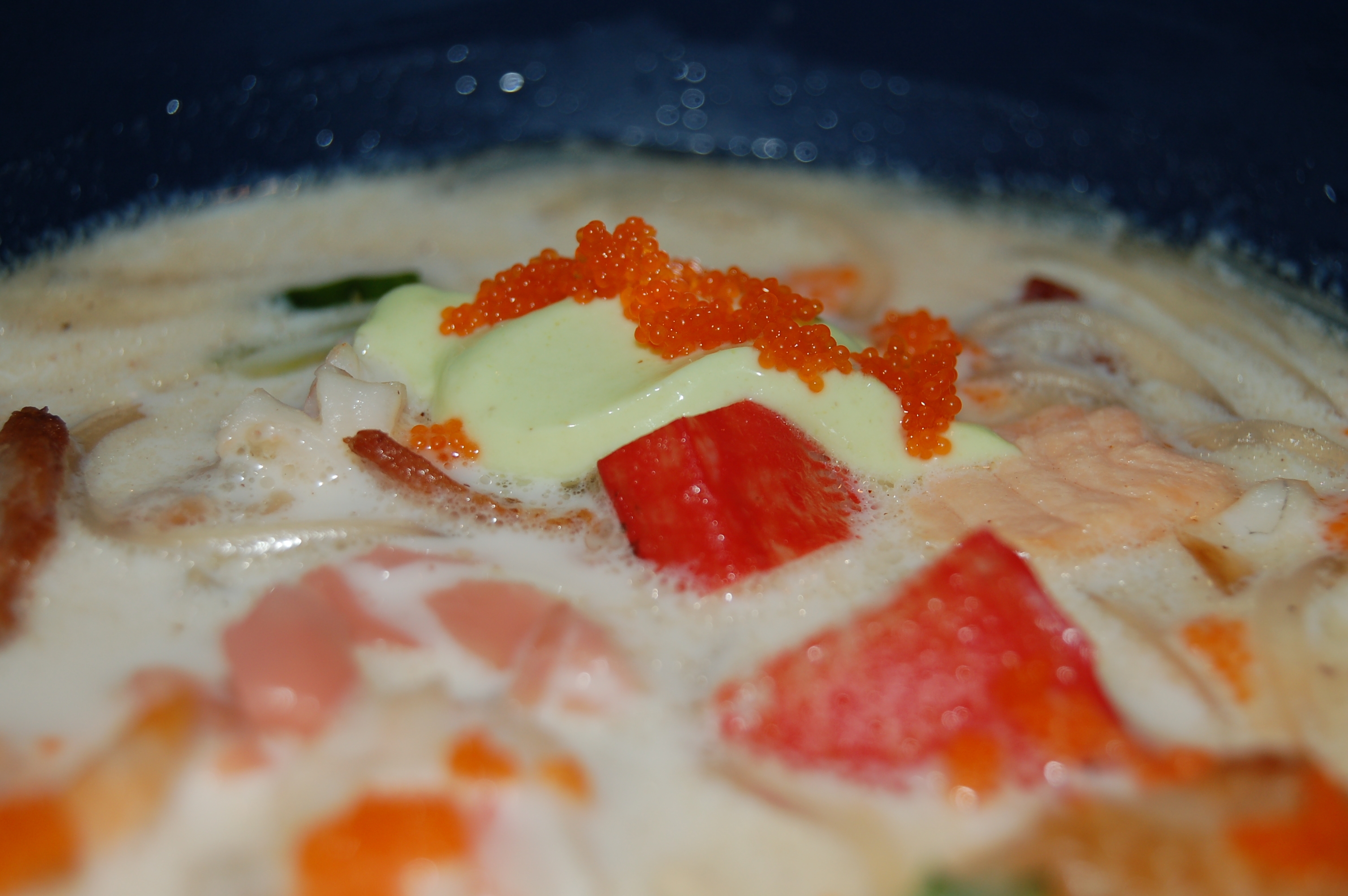 Sushi Chowder Soup With Wasabi Sour Cream
