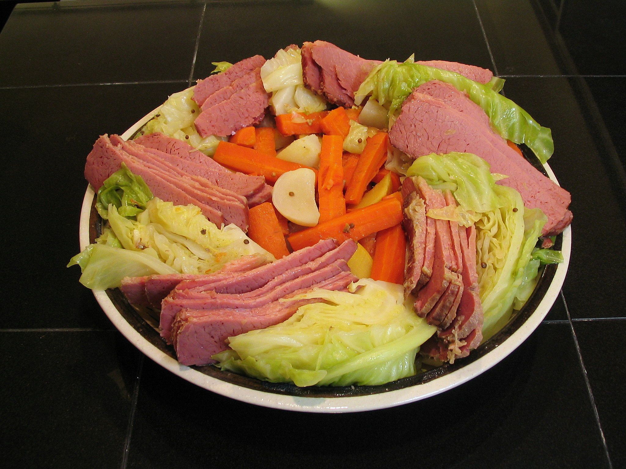 Corned Beef and Cabbage With Root Vegetables and Horseradish Sauce