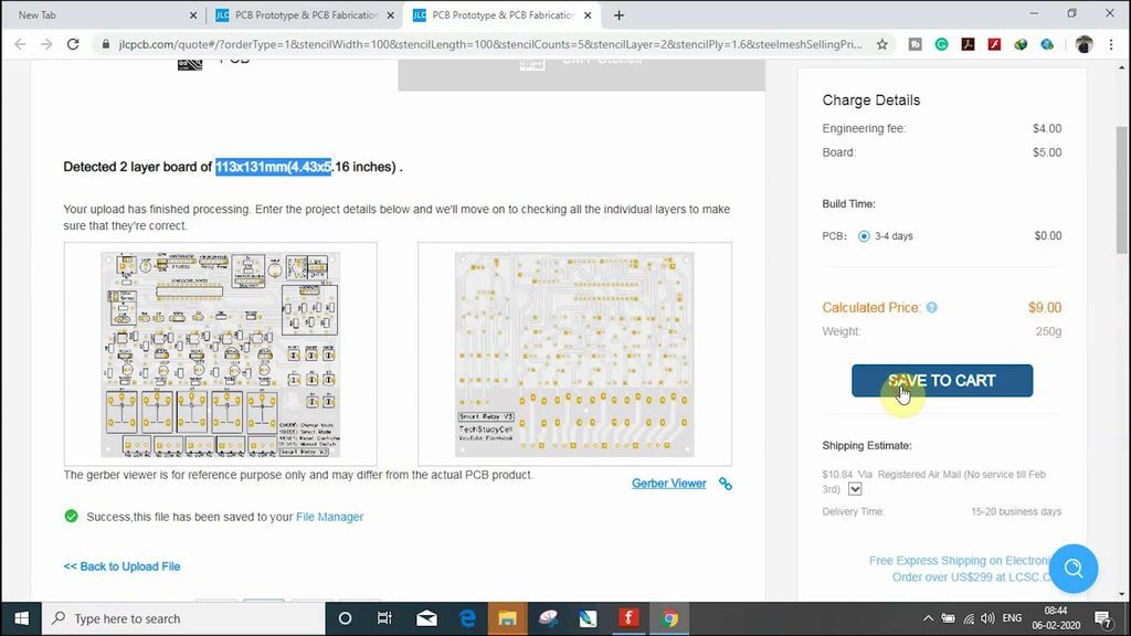 Uploading the Gerber File and Set the Parameters