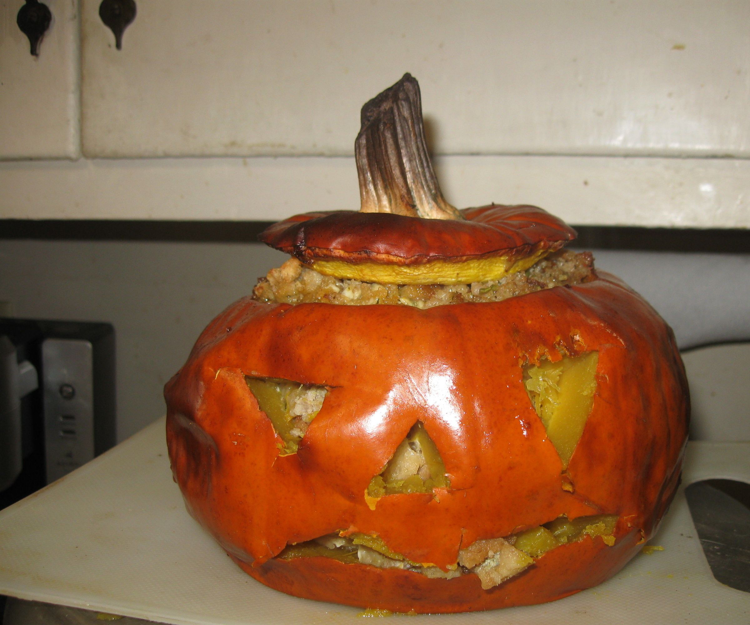 Dinner in a  Jack-o'-lantern