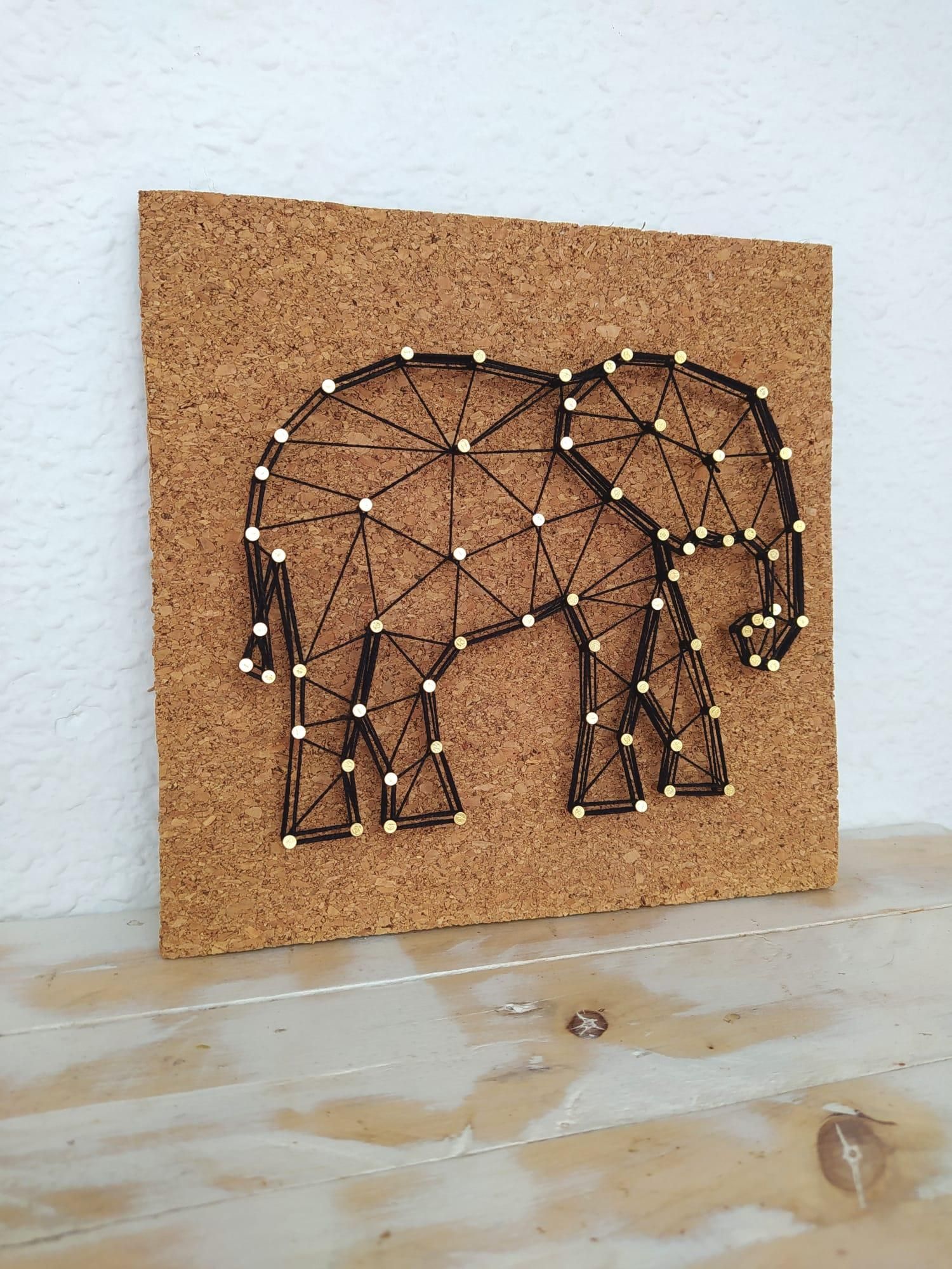 String Art Elefant Aus Holz – 20x30 Cm Bastelset Mit Garn Und Nägeln, Kreative Wanddekoration Zum Selbermachen