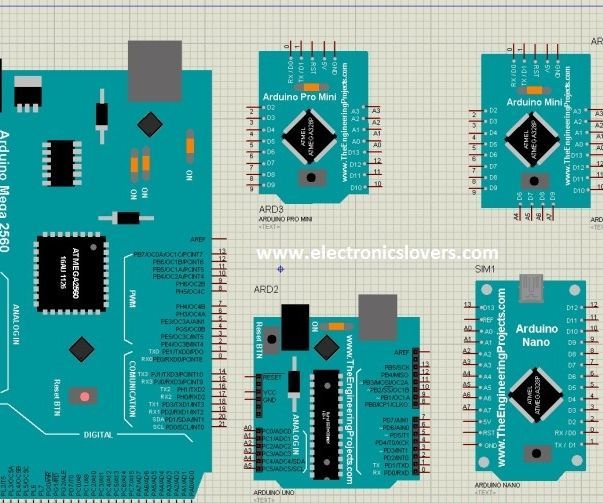  Arduino Nano, Pro, Mini, Uno, 1280,2560 Library for Proteus (Updated Version)