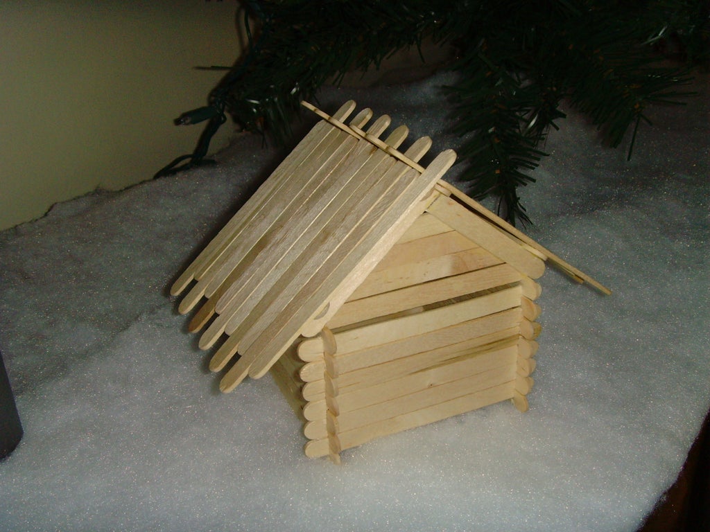 How to make a log cabin out of popsicle sticks