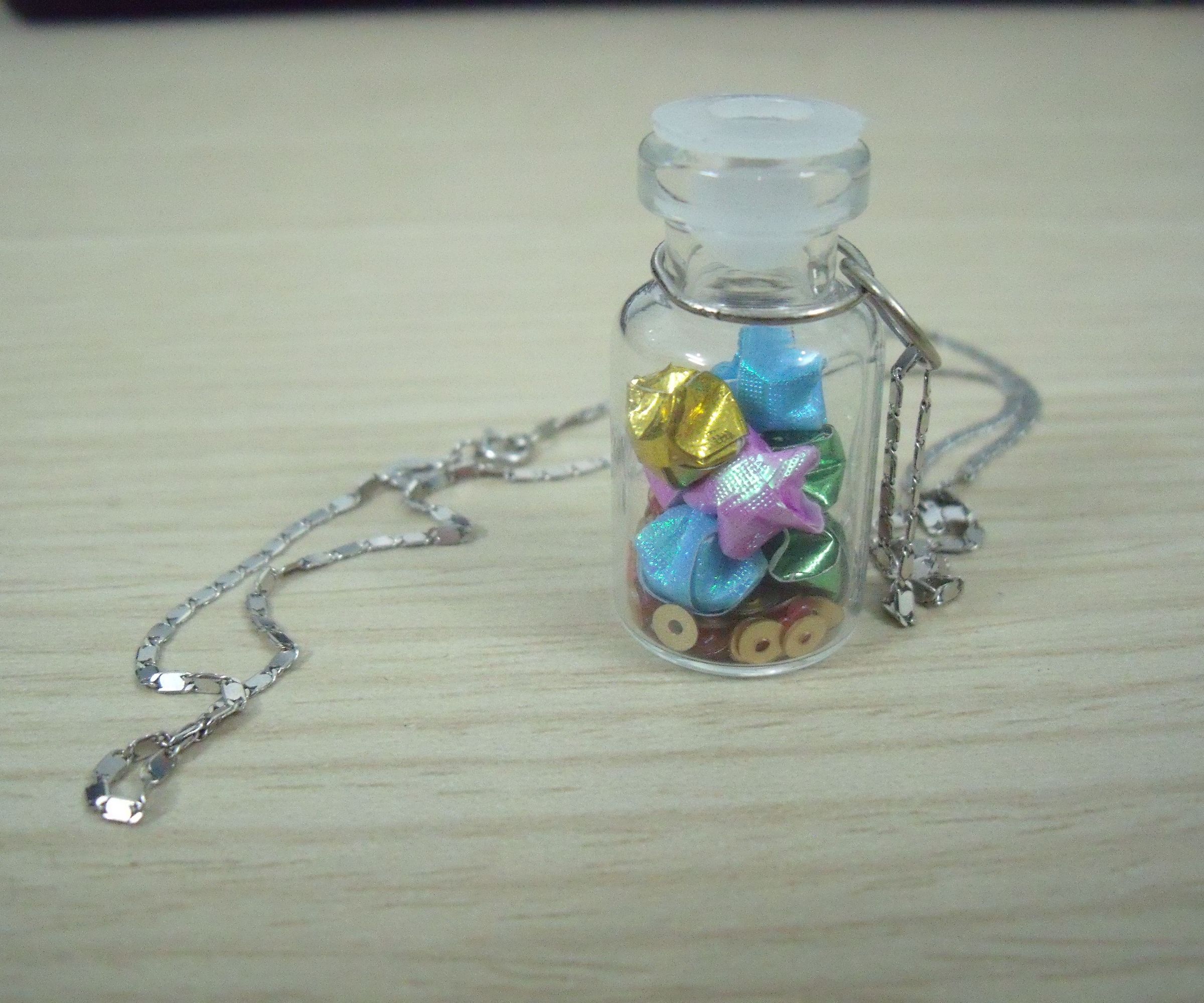 Mini Paper Wishing Star Bottle Necklace/charm