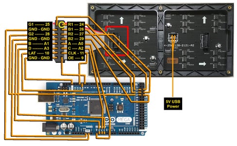 64x32 RGB LED Matrix With Arduino Mega : 6 Steps - Instructables