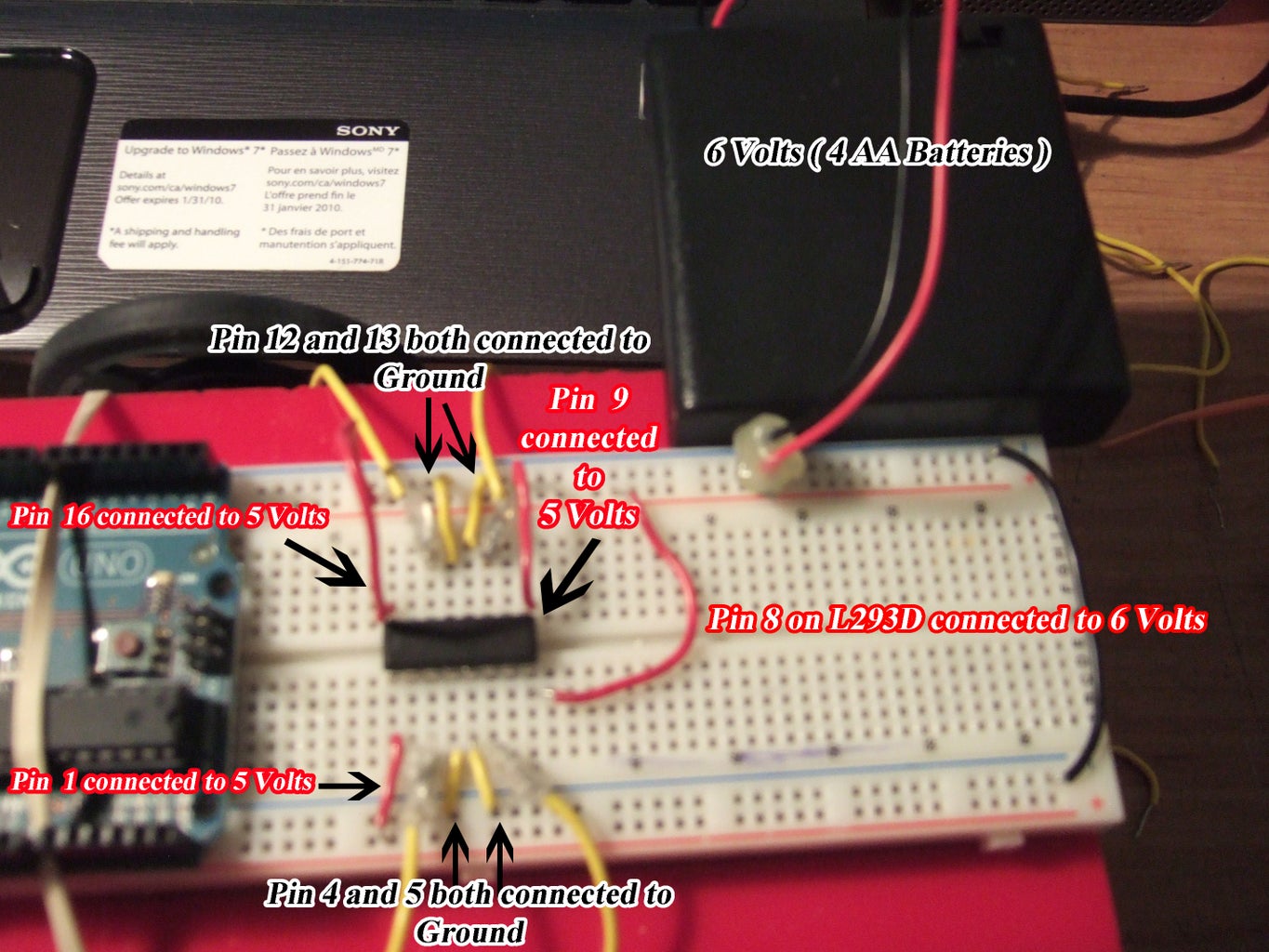 Connecting the Pins to 5 Volts and Ground