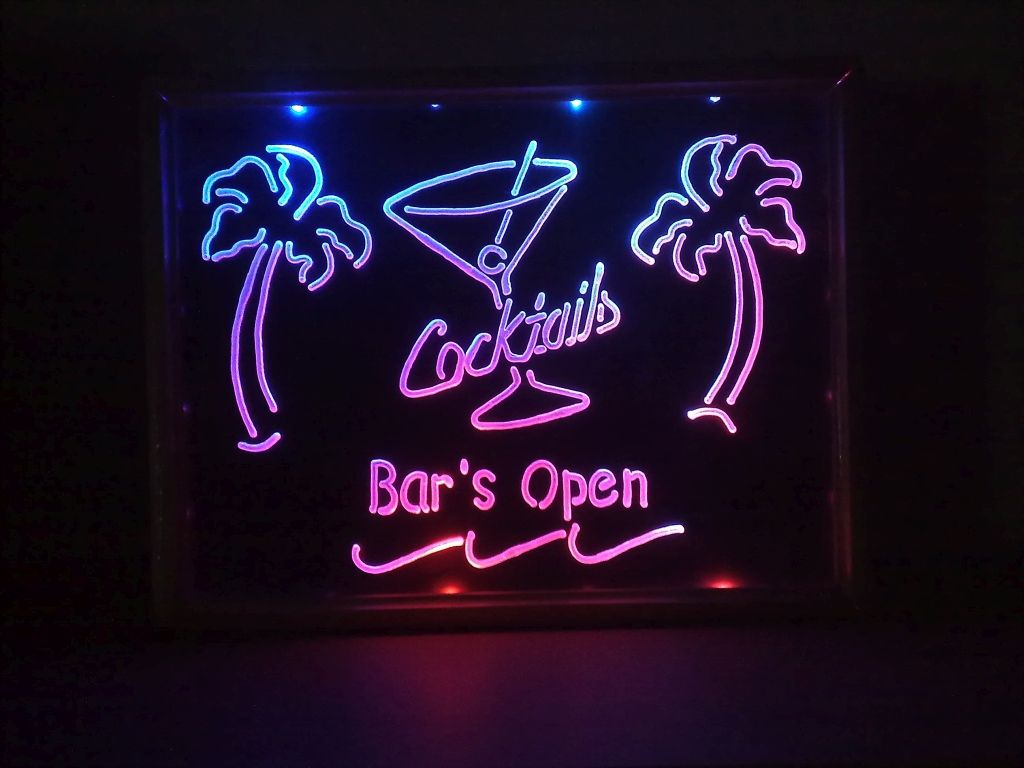 Bar's Open Acrylic Glass Engraving