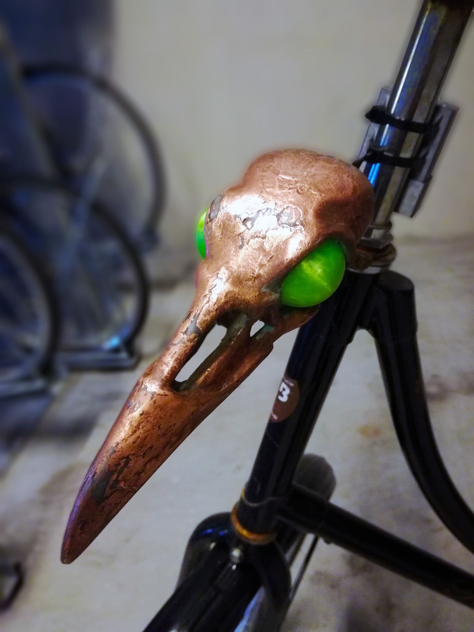 3D Printed Copper Plated Raven Skull Bicycle Light 9 Steps (with