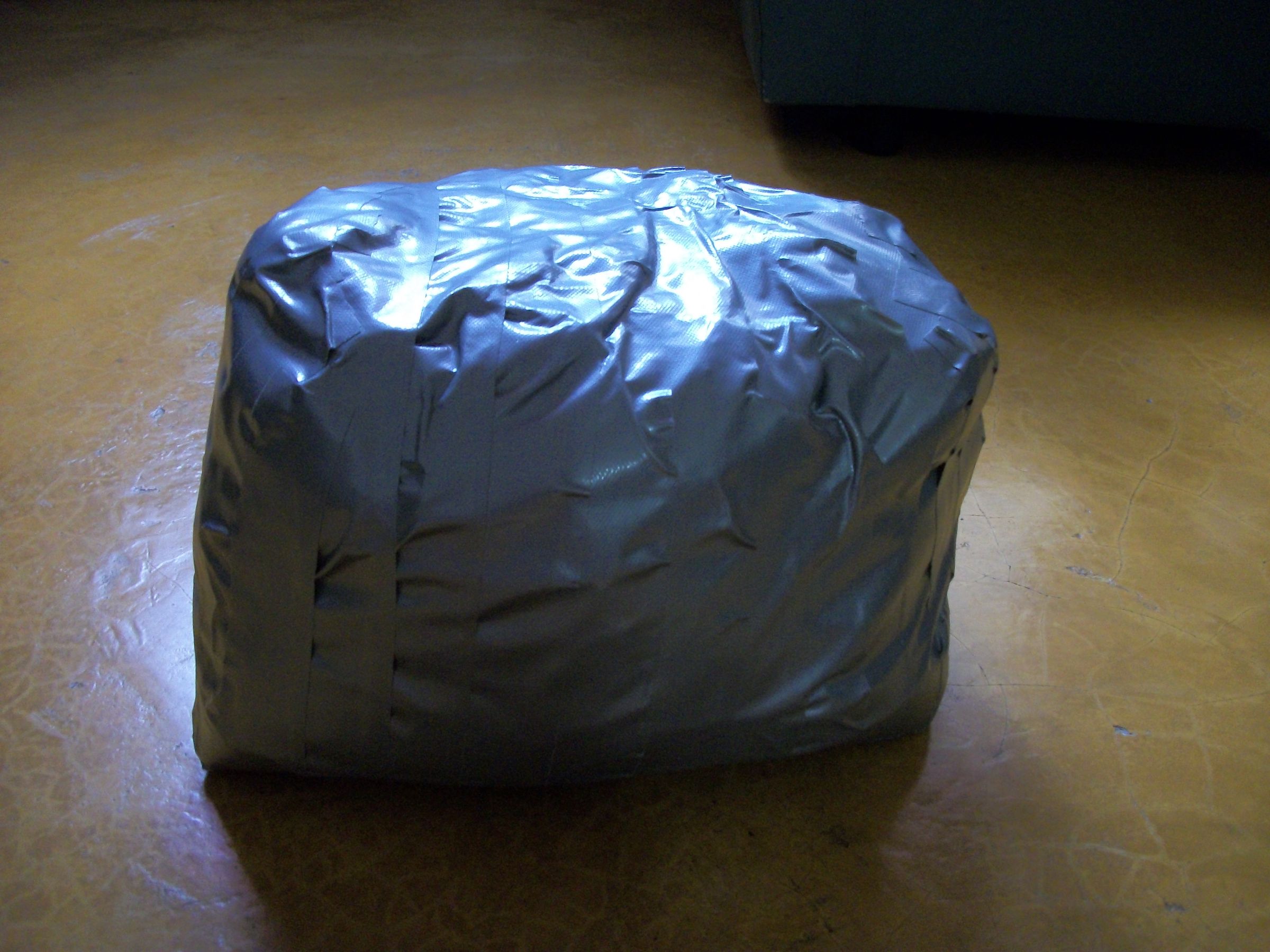 Crumpled Paper Duct Taped Stool