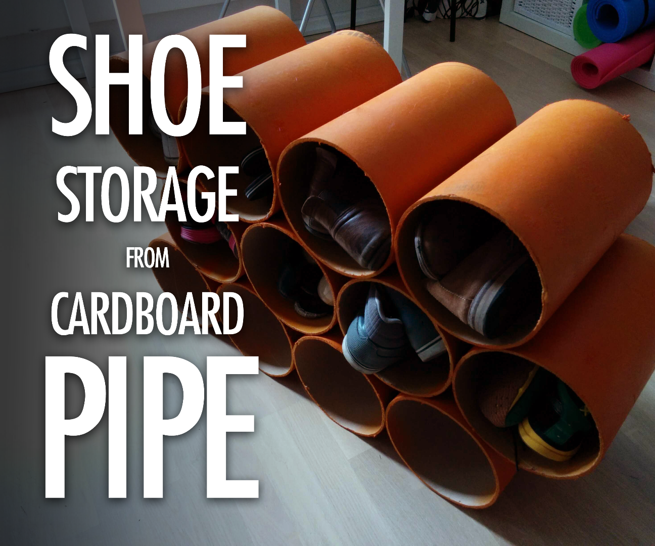 Shoe Storage Made from Cardboard Pipe