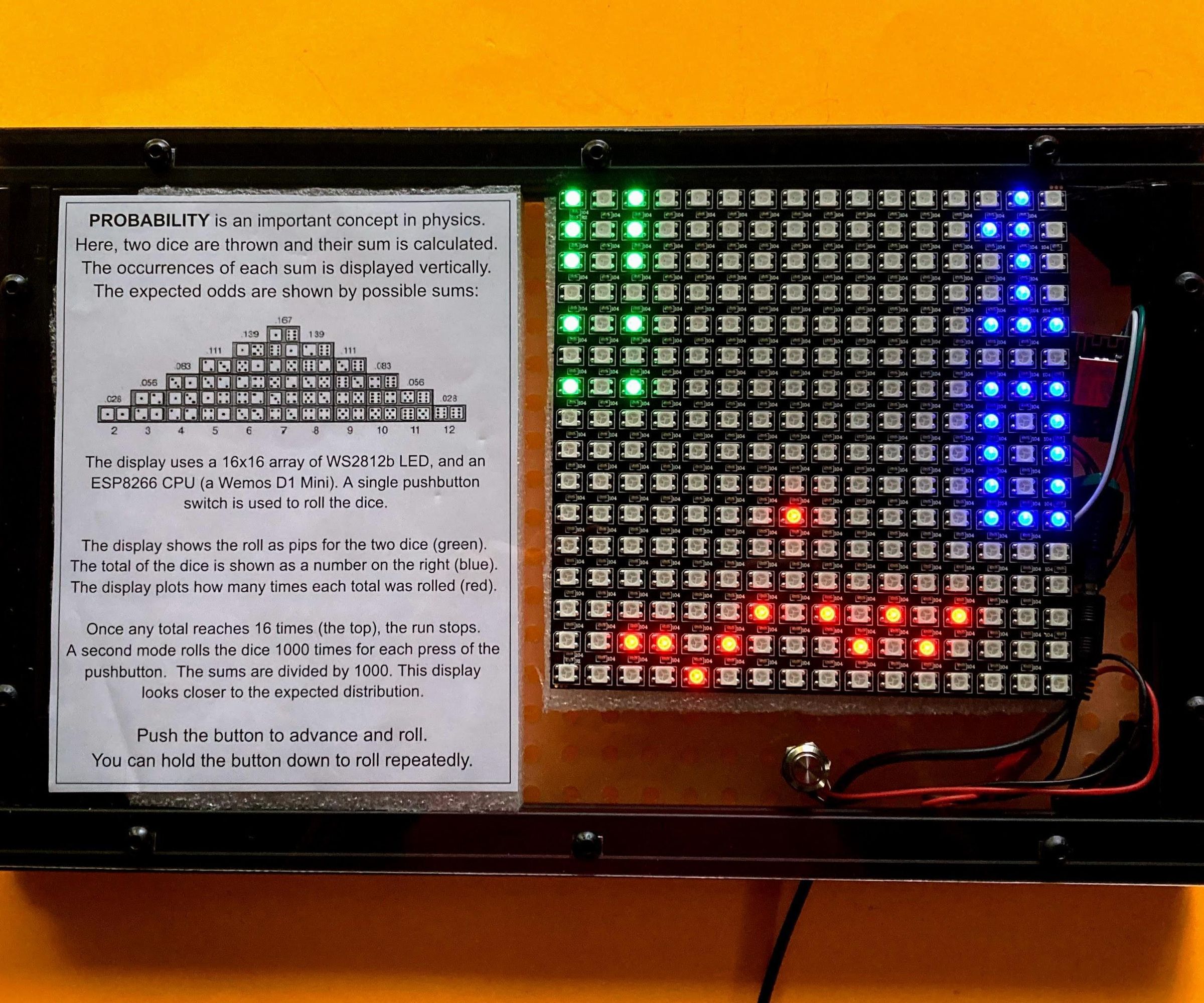 Two Dice Roll Demonstration for Physics and Probability