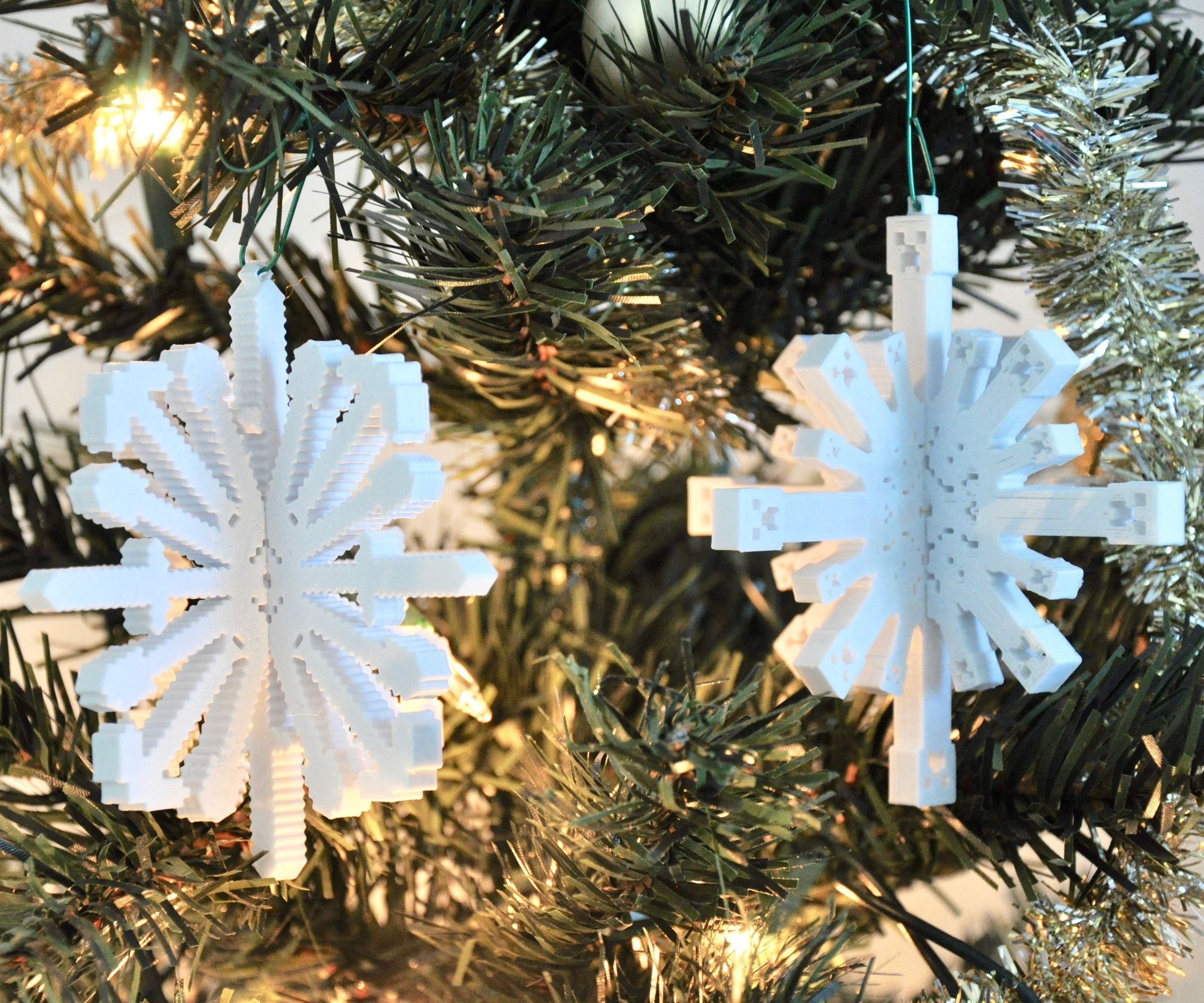 3D Printed Minecraft Snowflake Ornaments