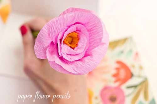 Handmade Paper Flower Pencils