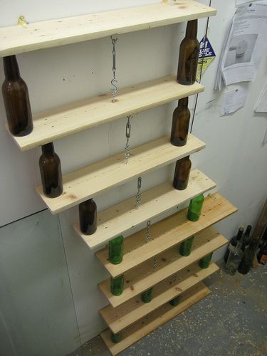Ten Green Wee Shelving: Small Shelving Unit Using Beer Bottles