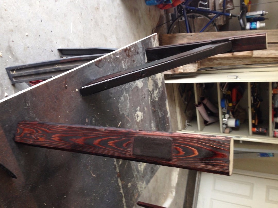 Resin Top Reclaimed Wood Coffee Table With Slide Out TV Tray and Funky Leg Design