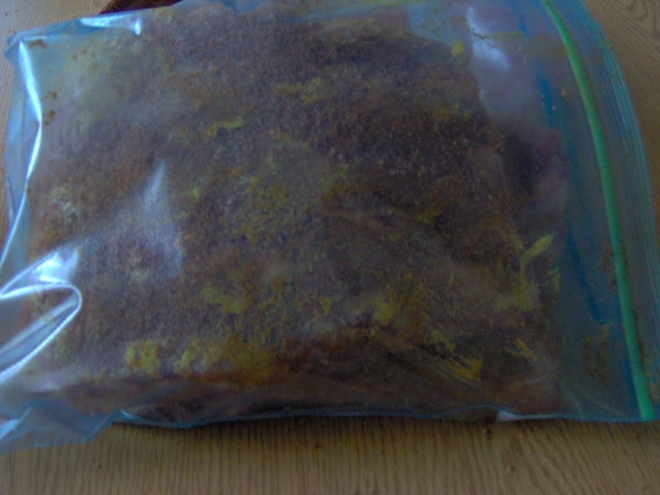 Putting Spicerub on the Ribs