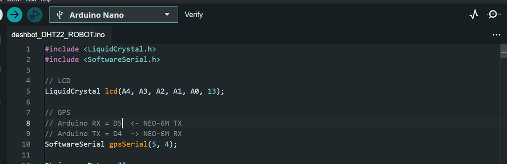 Step 8 Upload Arduino GPS Program using Arduino IDE