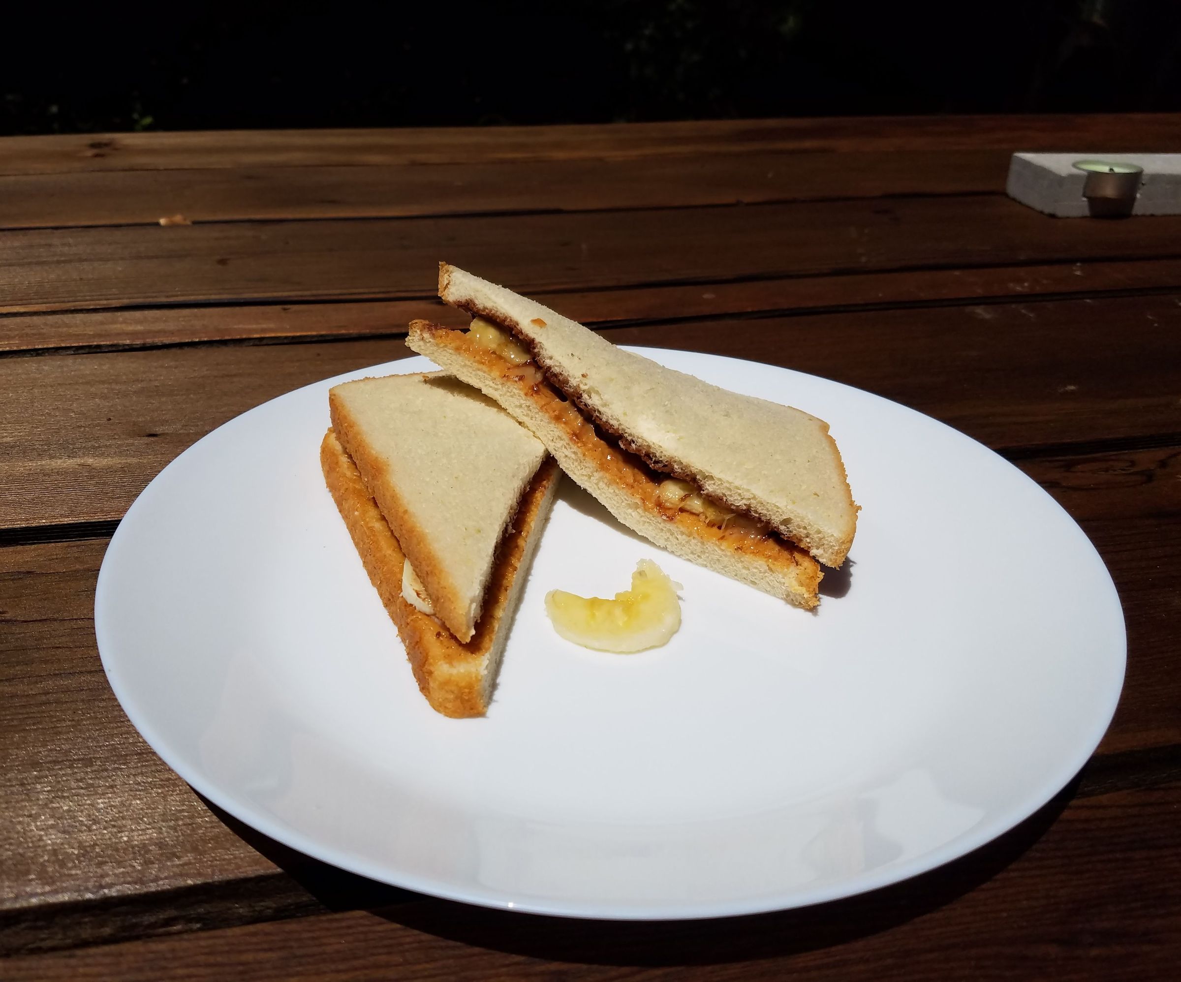 Peanut Butter/Nutella/Banana Sandwich