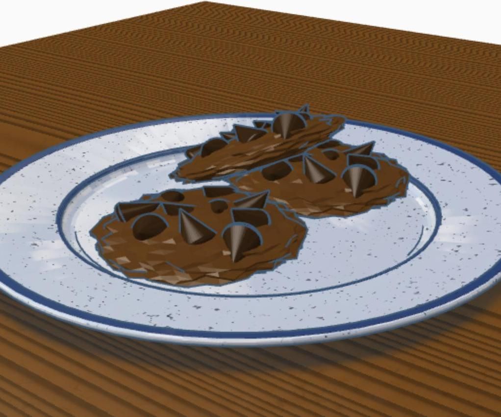 Detailed Chocolate Chip Cookies in Tinkercad