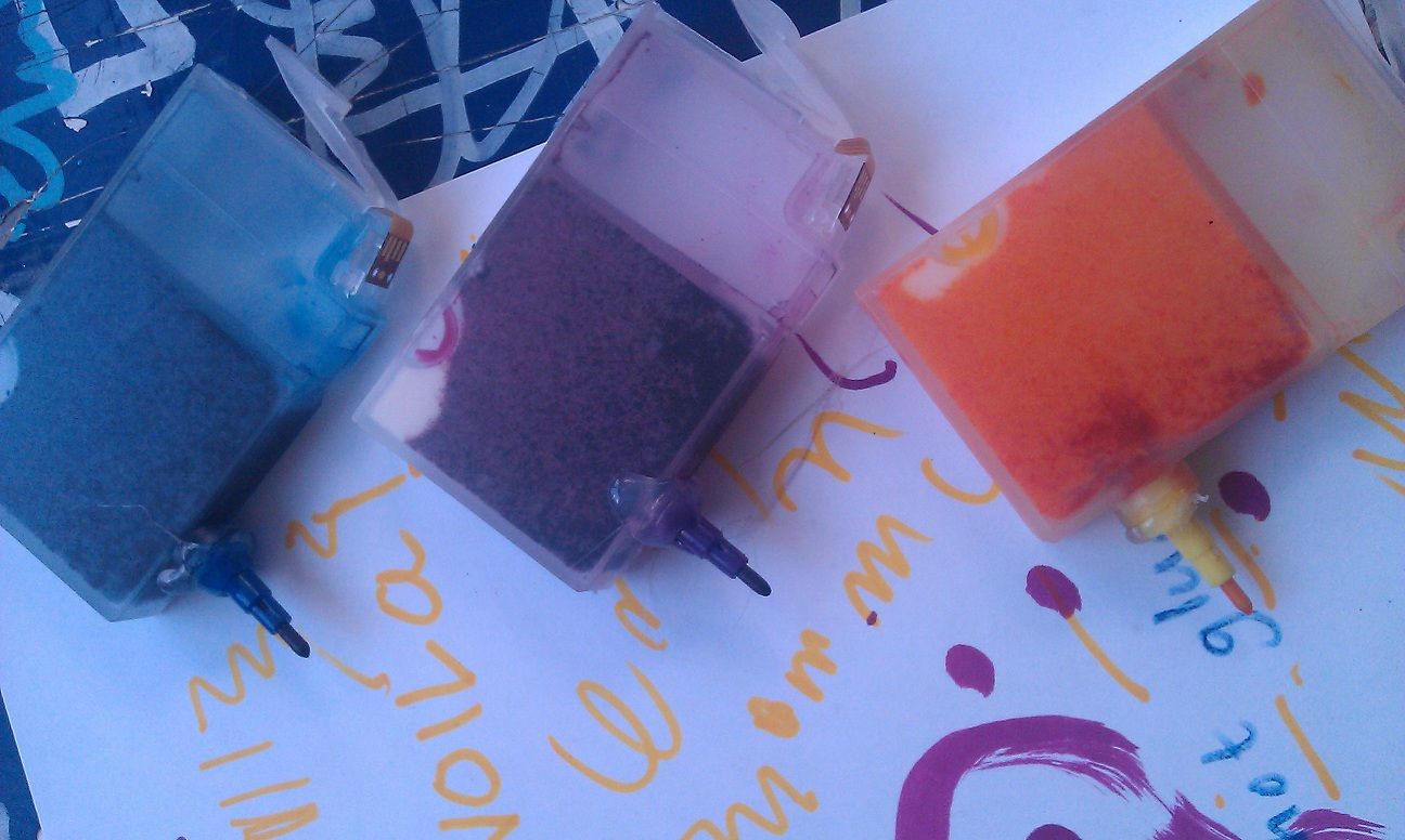 Recycle CMYK inkjet cartridges into marker pens