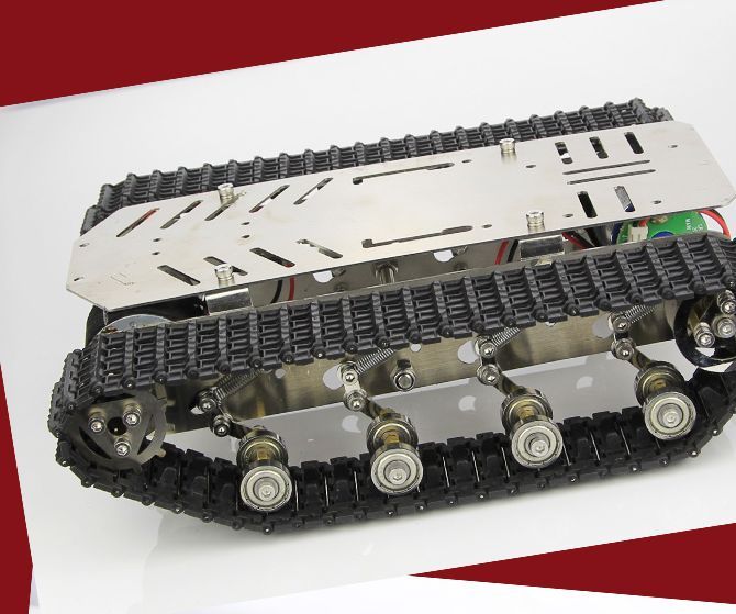 Stainless Steel Tank Track With Shock Absorber Damping Smart Robot Chassis 