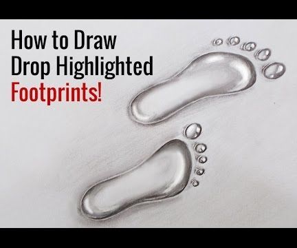 3D Pencil Drawings: How to Make 3D Drop Highlighted Footprints
