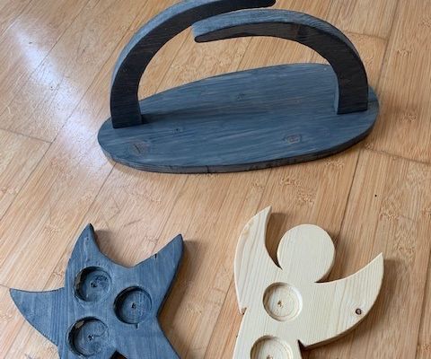 Wooden Decoration: Star, Angel, Schwippbogen