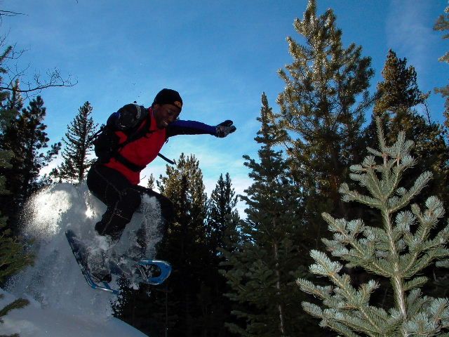 Freestyle Snowshoe Boulder Jumping