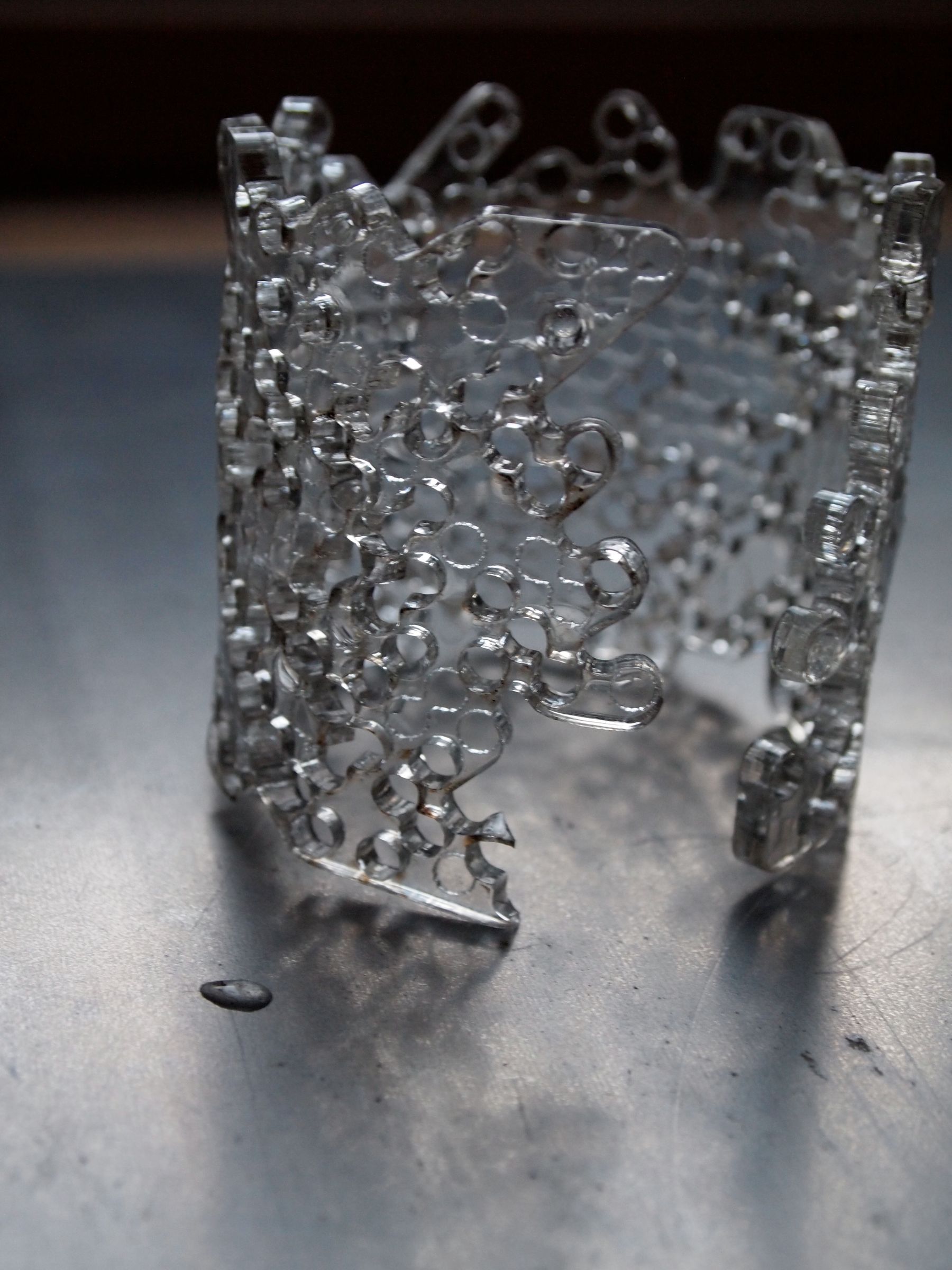 Lasercut a "lace" perspex bracelet