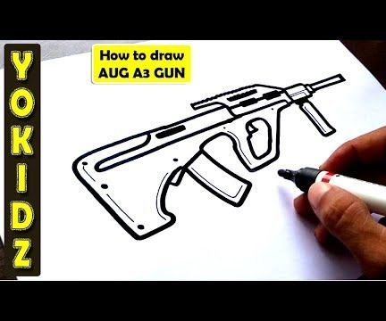 HOW TO DRAW AUG A3 GUN FROM PUBG