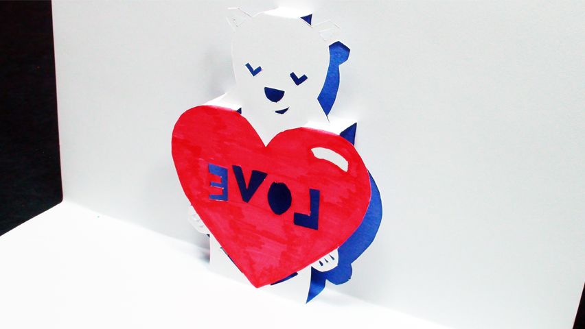 How to Make a How to Make a Heart Bear Love Pop Up Card (Kirigami 3D) Valentines Day Greetings!