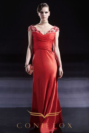 Coniefox One Shoulder Satin Coniefox Sweetheart Limitated Silk Tencel Handwork Beaded Formal Dress
