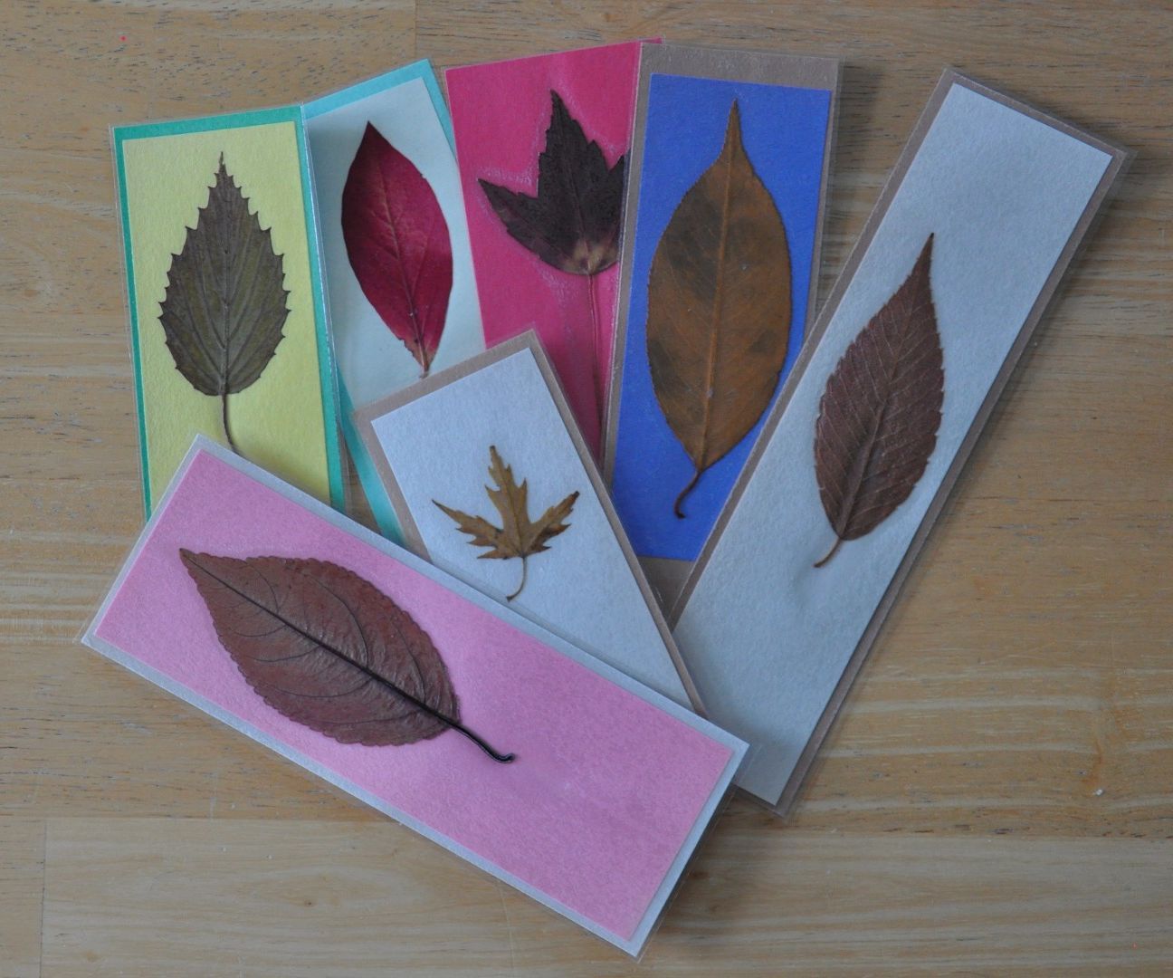 Pressed Leaf Bookmarks