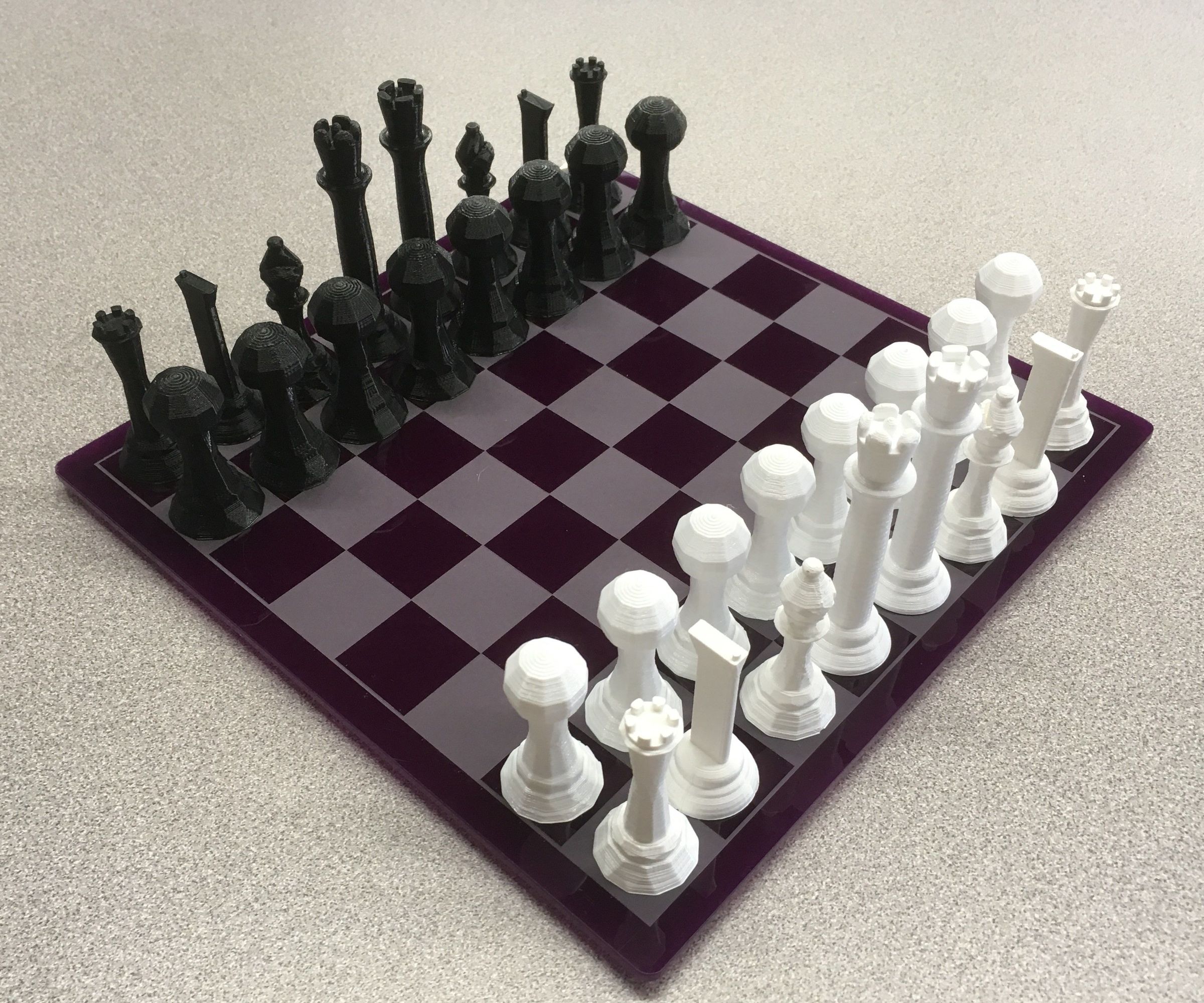 3D Printed Chess Pieces and Acrylic Chess Board