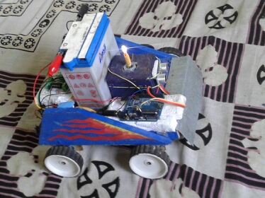 Ultrasonic Sensor Robot Car Running With Used Motorcycle Battery With LCD Screen