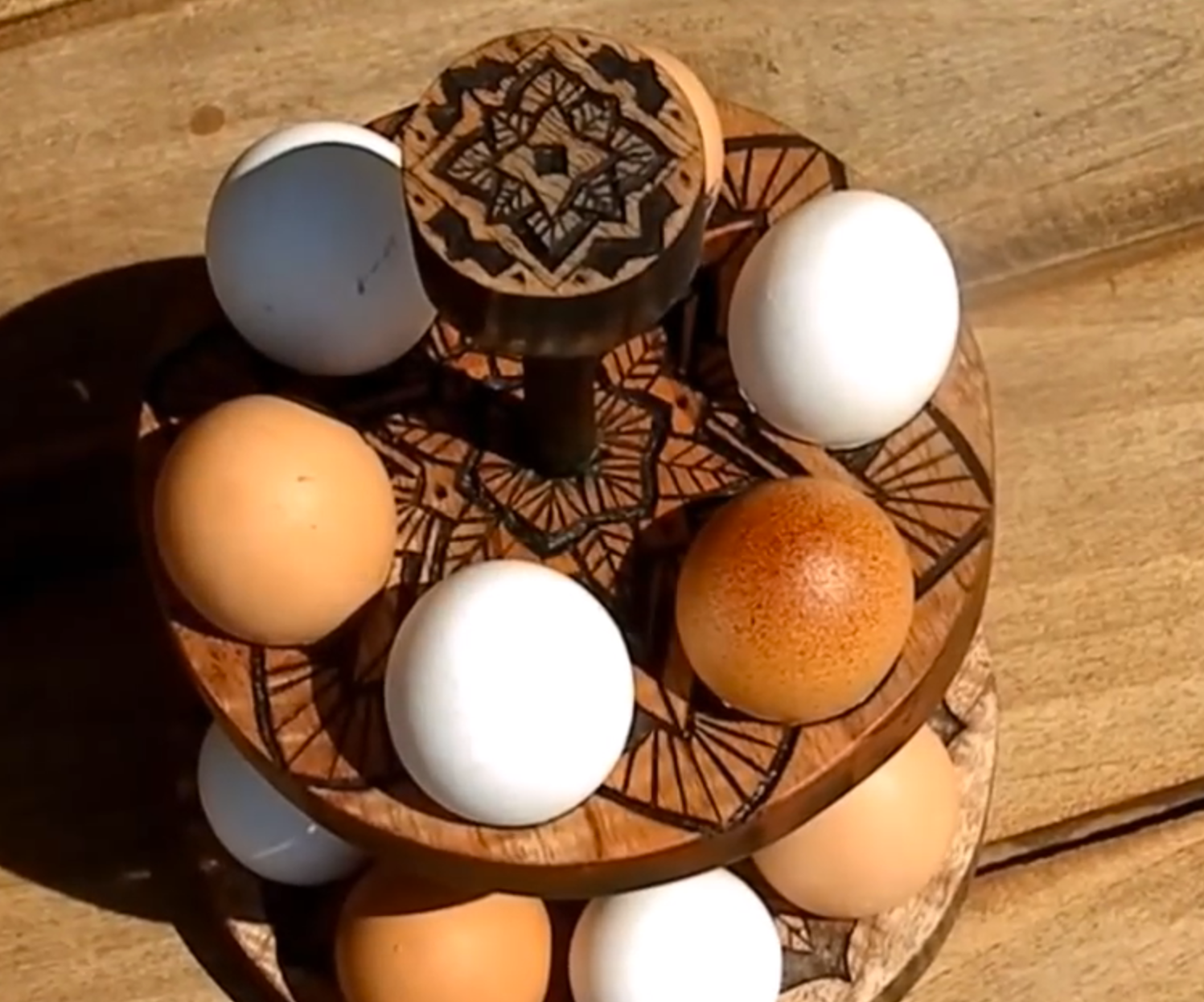 Egg Stand With Hand Carving