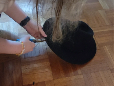 Cut the Fedora and Velcro It to Helmet