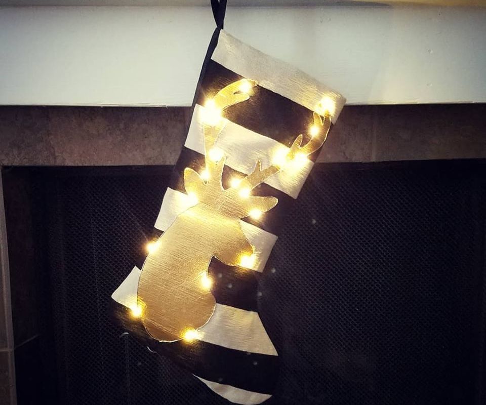 Glowing Christmas Stocking With Fairy Lights