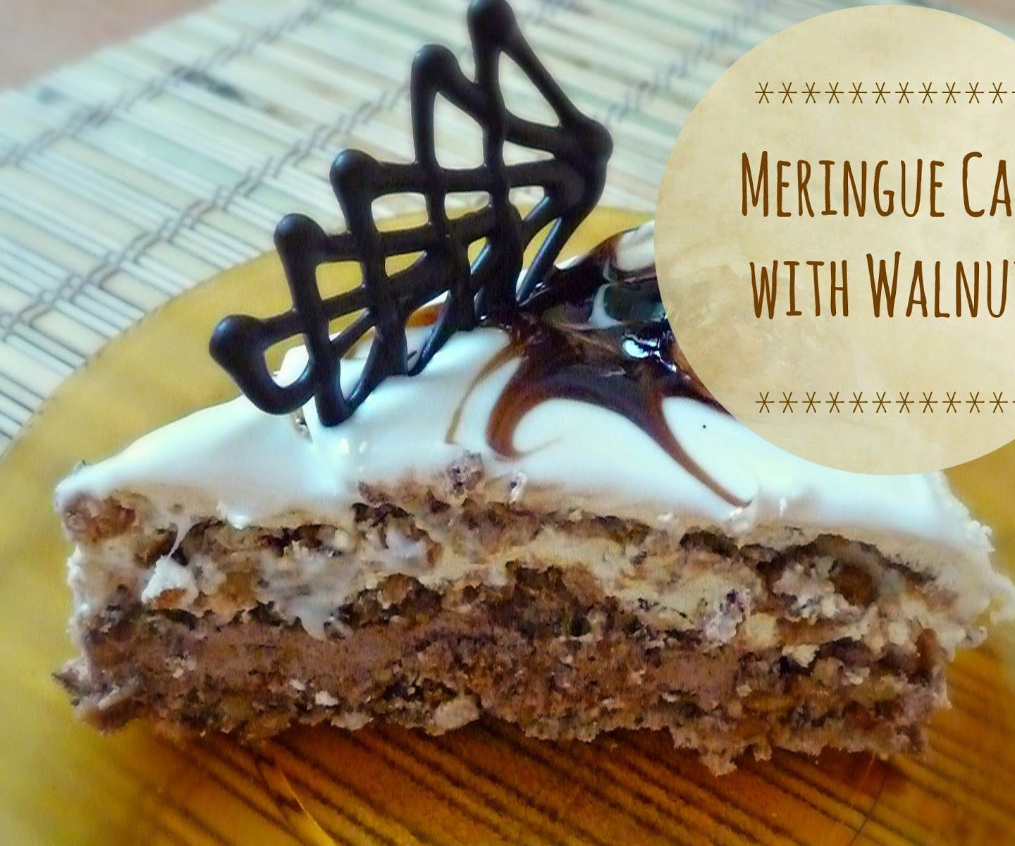 Meringue cake with walnuts