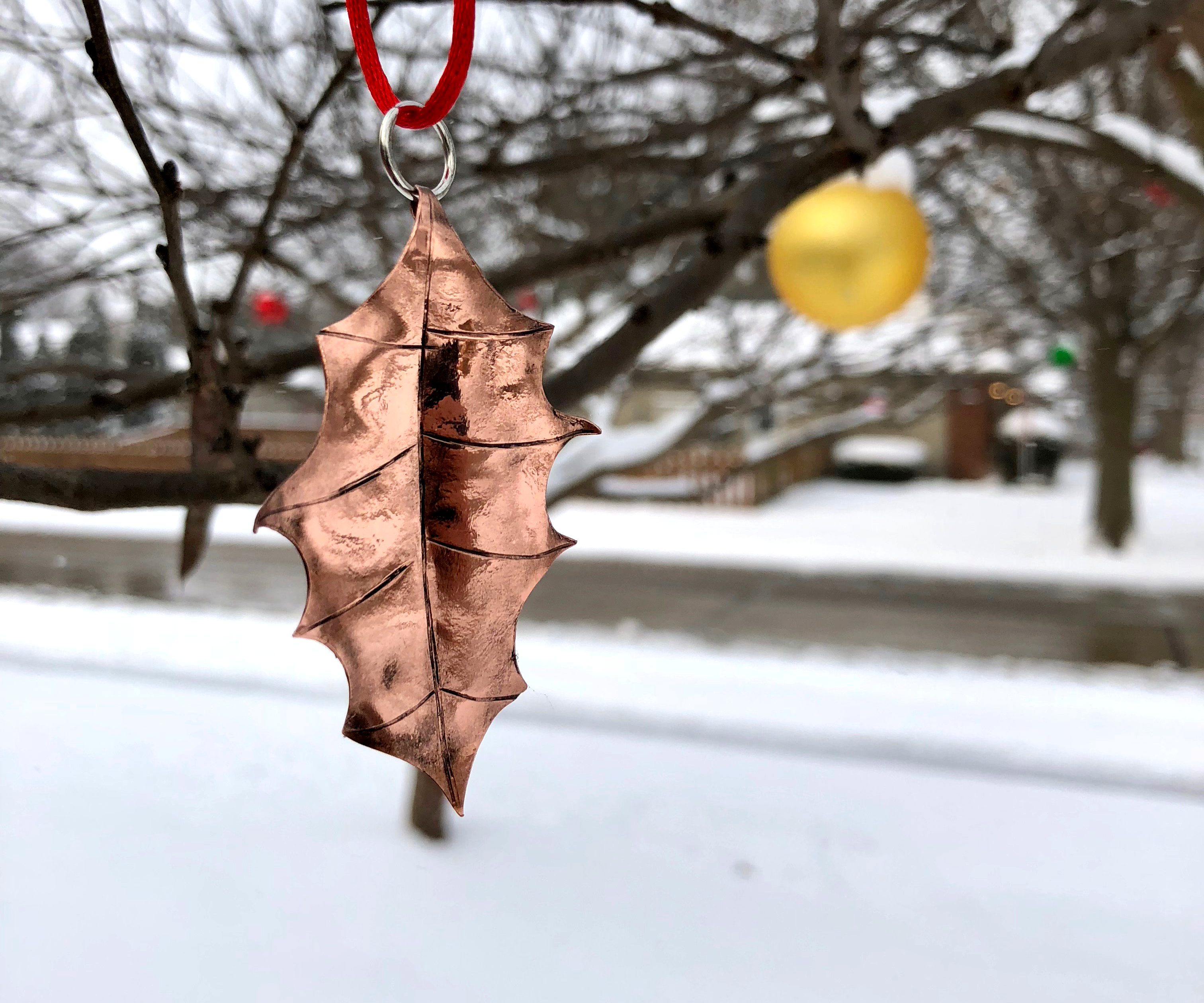 Make a Beautiful COPPER Holly Leaf Ornament!