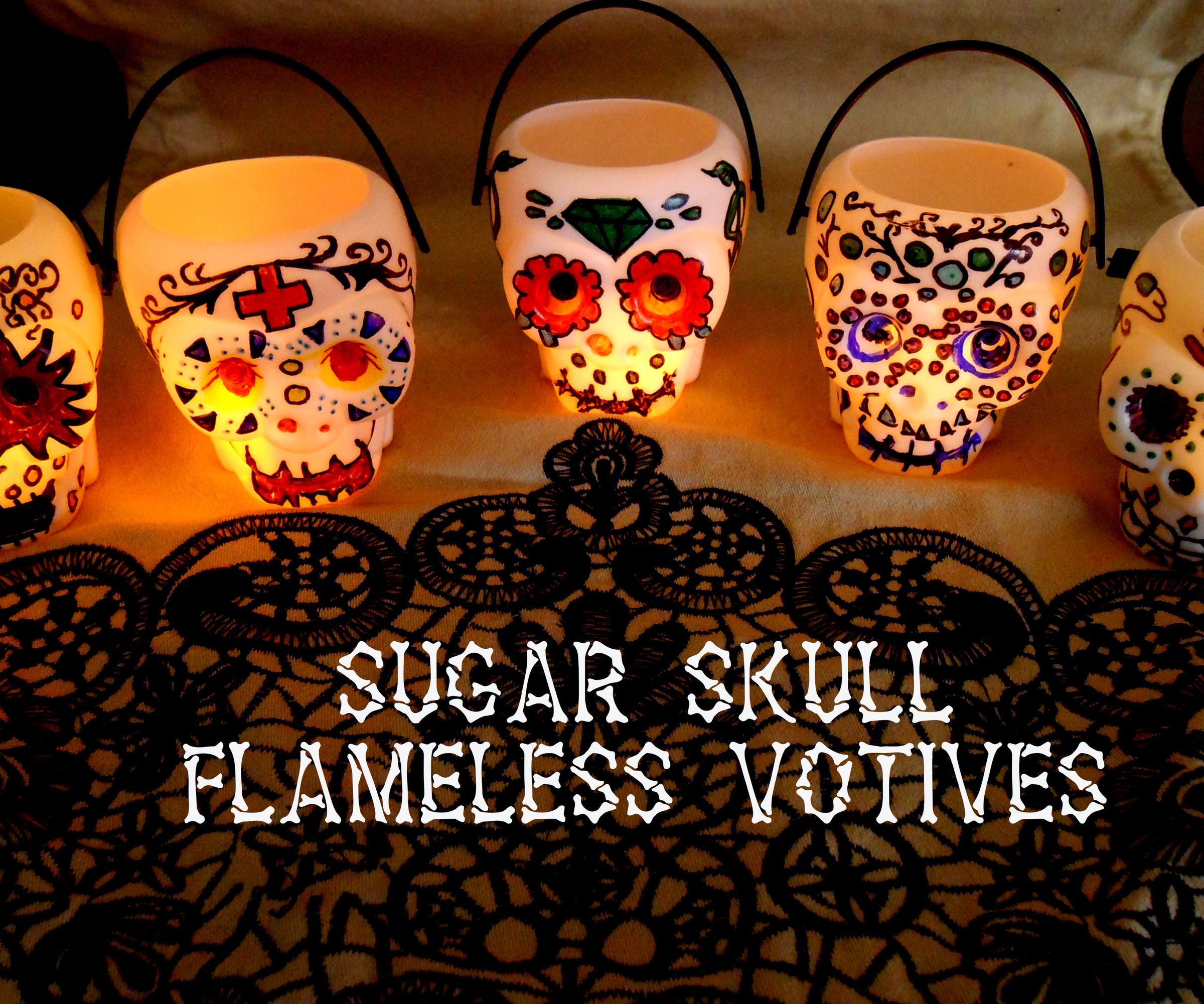 Sugar Skull Flameless Votives