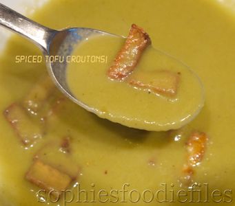 Seductive Celery Garlic Soup With Tofu Croutons!