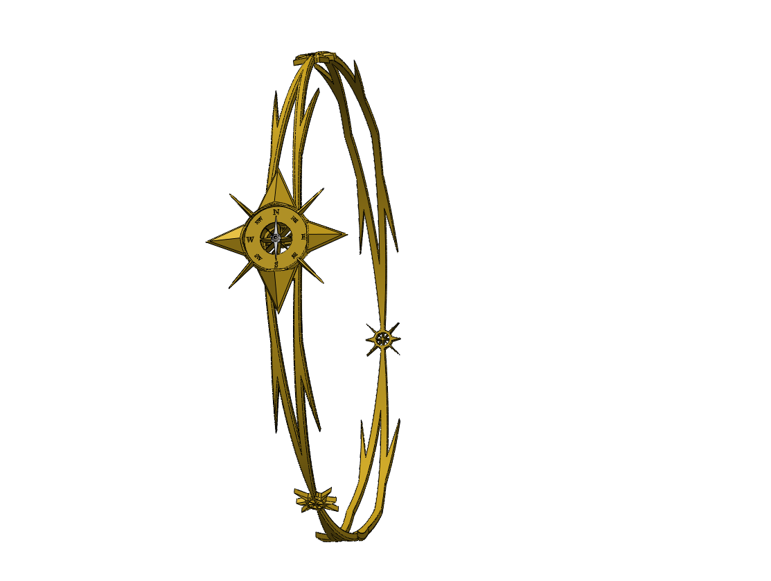 Ring Inspired by Compass Rose With Working Compass DRM