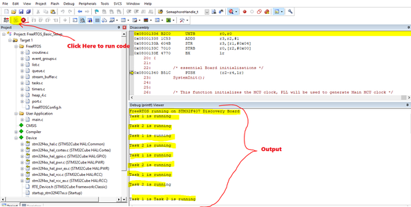 Run the Code to See the Ouput on Debug Printf Window