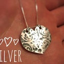 999. Fine Silver heart pendant from clay!!!