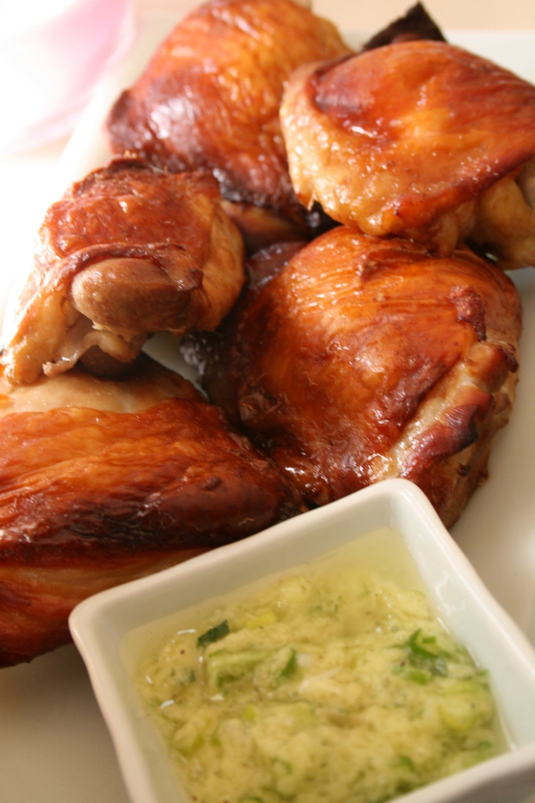 Crispy Skin Sake Chicken With Ginger Sauce