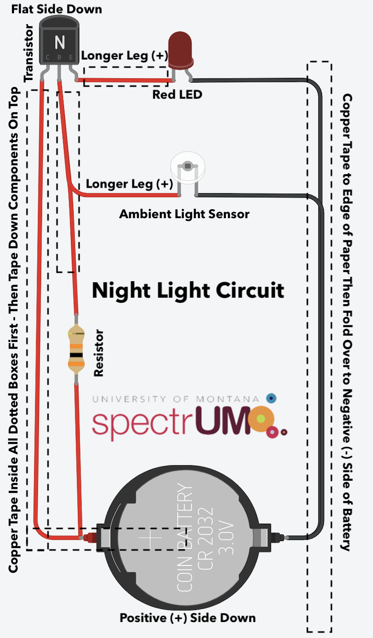 Make a Simple Ambient Light Sensor/Night Light Paper Circuit : 13 Steps ... Circuit Diagram